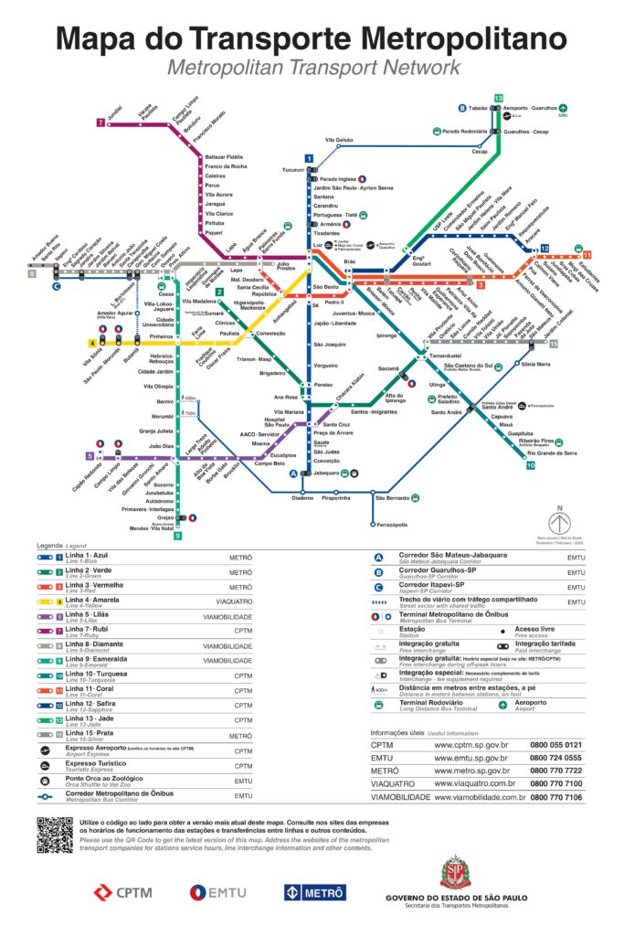 Mapa da CPTM e Metrô de São Paulo