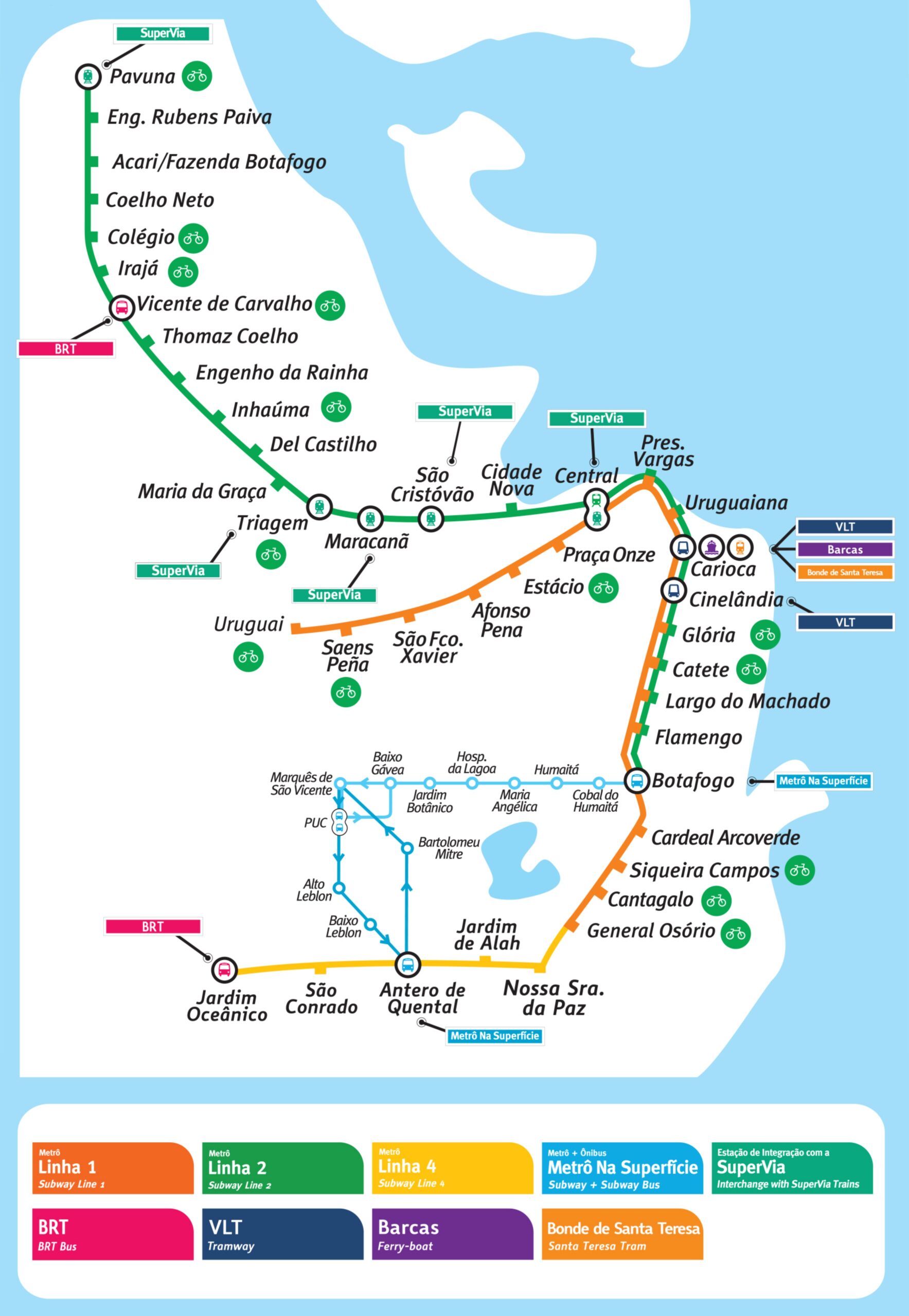 Mapa da rede de metrô e Trem do estado do Rio de Janeiro