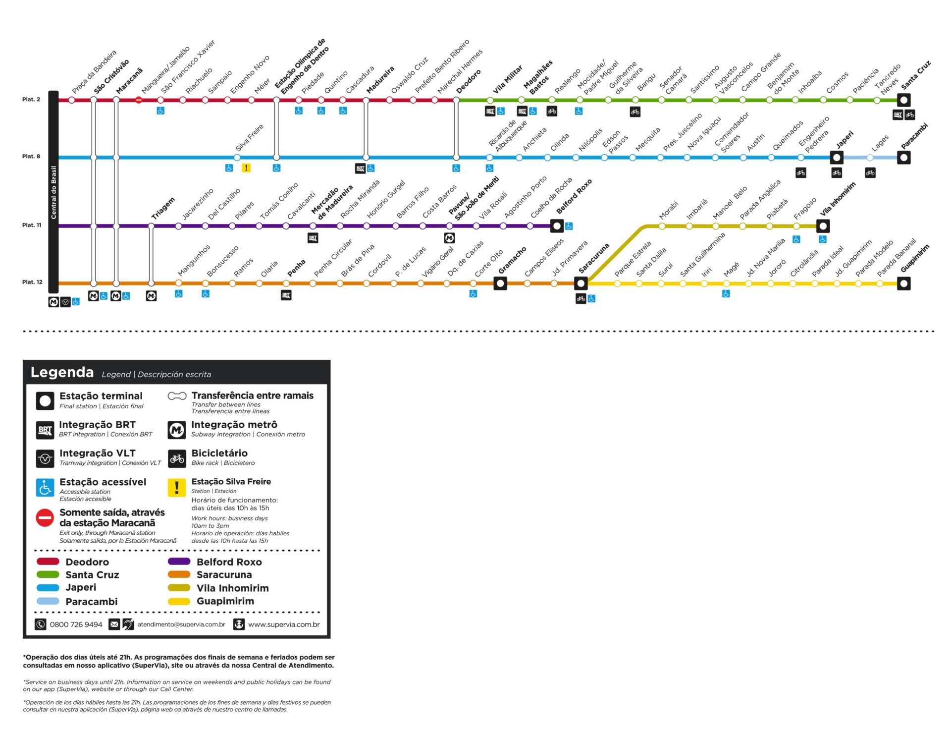 Mapa da rede de metrô e Trem do estado do Rio de Janeiro